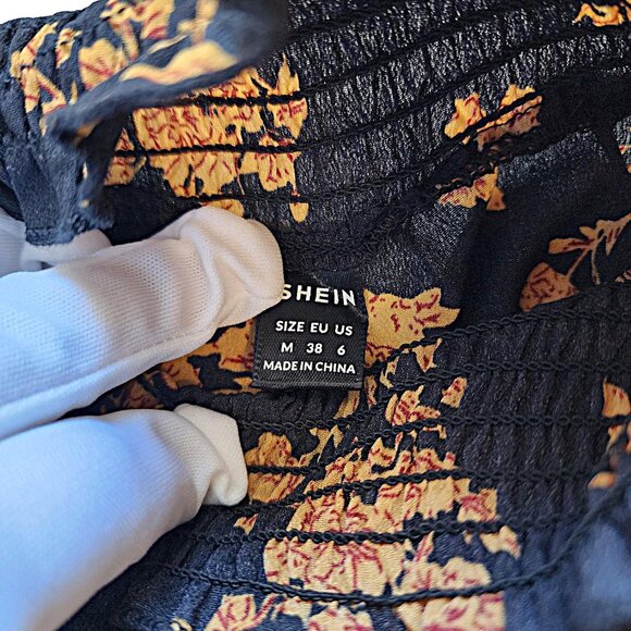 Shein Polyester Mini Dress or Tunic in pretty floral print. High Neck. Size M - Picture 5 of 6